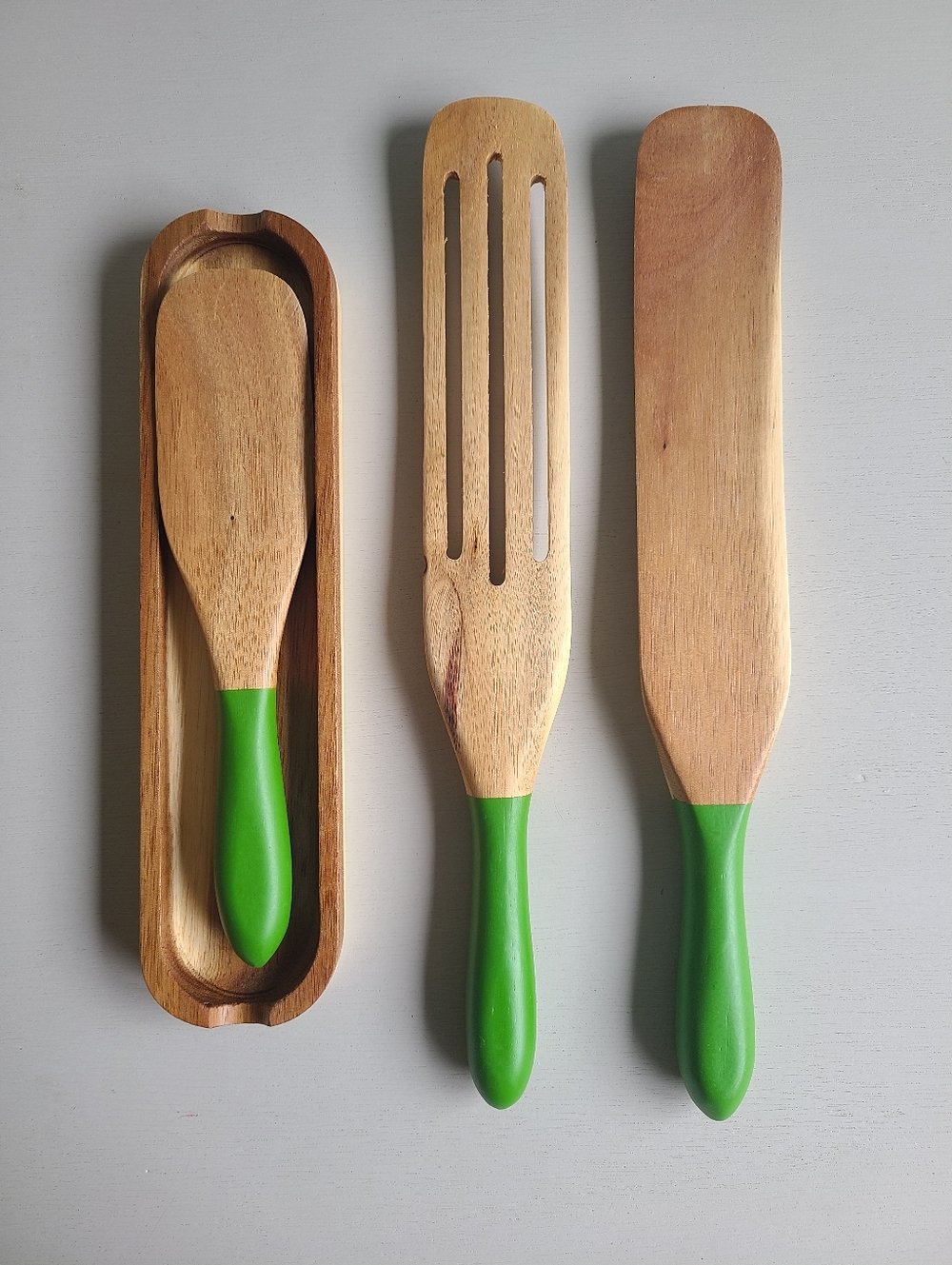NIB Mad Hungry Spurtle Set Green Handles